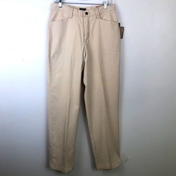 NWT Lee Size 10 Medium Plain Front Pleated Stretch Tan Jeans!! - Picture 2 of 13